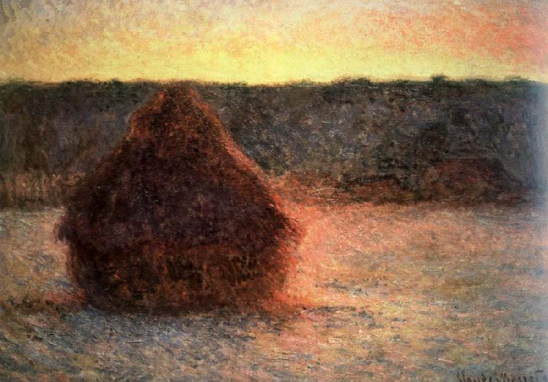 Claude Monet hay stack at sunset,frosty weather Spain oil painting art